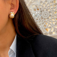 Load image in gallery, Gold and silver beaded hoop earrings