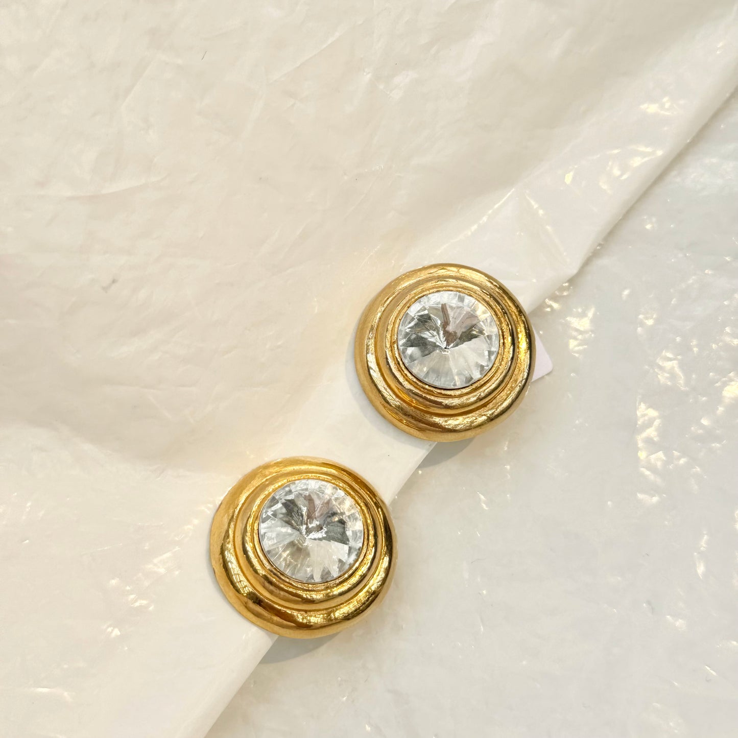 Sublimes boucles rondes diamant double cerclage doré