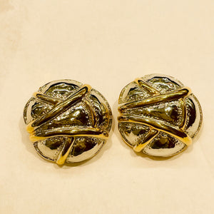 Pretty round gold and silver earrings