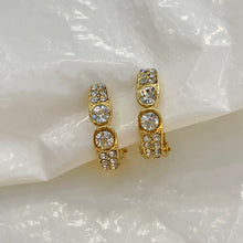 Load image in gallery, Fine white diamond hoop earrings