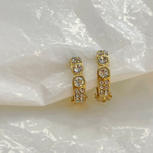 Load image in gallery, Fine white diamond hoop earrings