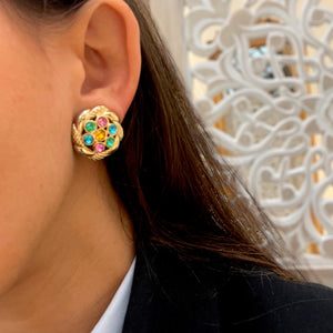 Round pastel diamond earrings