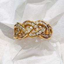 Load image into Gallery viewer, Braided diamond lines ring