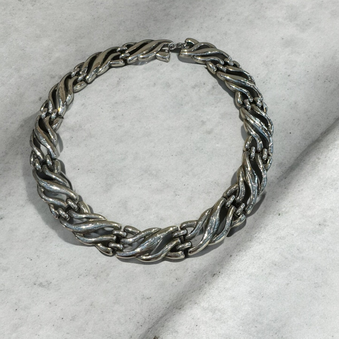 Beautiful silver braided necklace