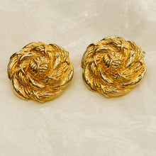 Charger l&#39;image dans la galerie, Boucles d&#39;oreilles rondes dorées roses et epines

