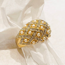 Load image in gallery, Domed pearl braiding ring