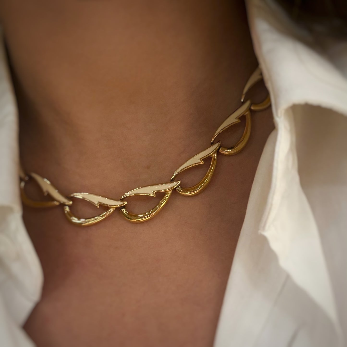 Beautiful  white and gold necklace