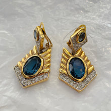 Load the image in the gallery, 20s style dangling earrings the Great Gatsby sapphires