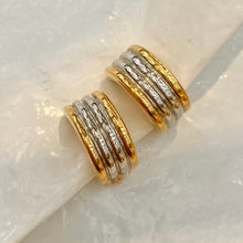 Load image in gallery, Gold and silver hoop earrings