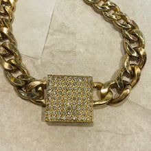 Load the image in the gallery, Imposing curb chain necklace with square pavé pendant