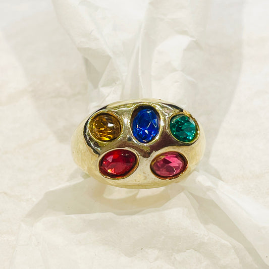 Bague diamants multicolores