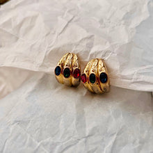 Load the image in the gallery, Small creoles of very good quality 3 red green and blue stones