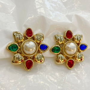Sublime star earrings with beads and glass paste