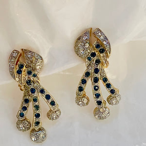 Sublime hanging earrings with diamond strap and articulated tassels