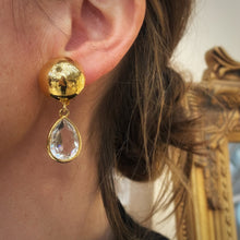 Load image into Gallery viewer, Merveilles de boucles couture rondes dorées pampille larme de diamant
