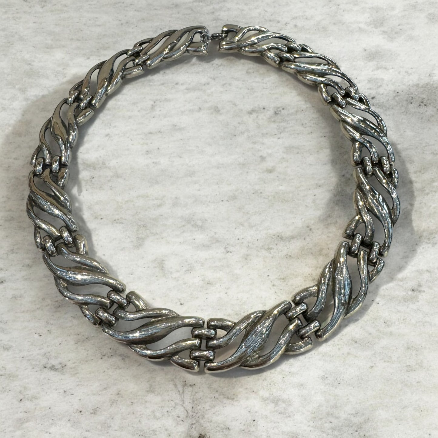 Beautiful silver braided necklace