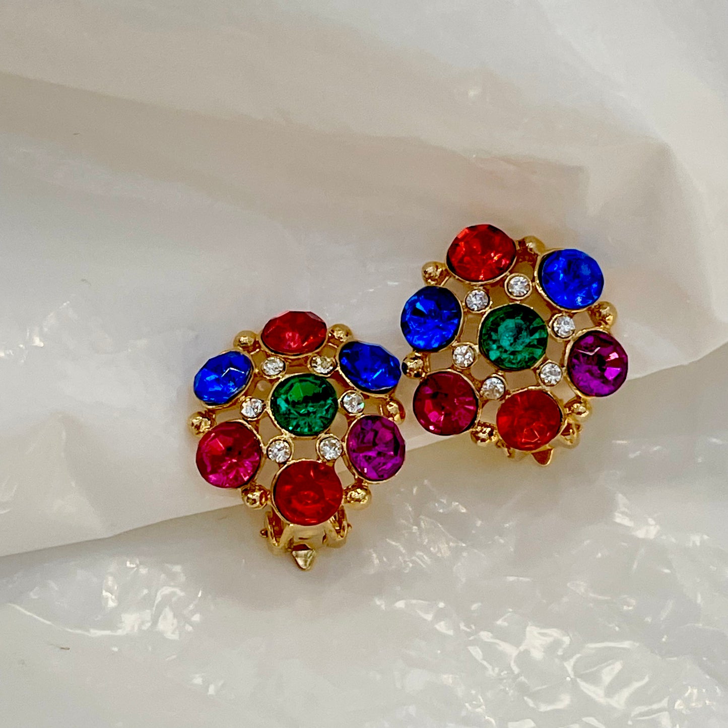 Boucles rondes diamants multicolores