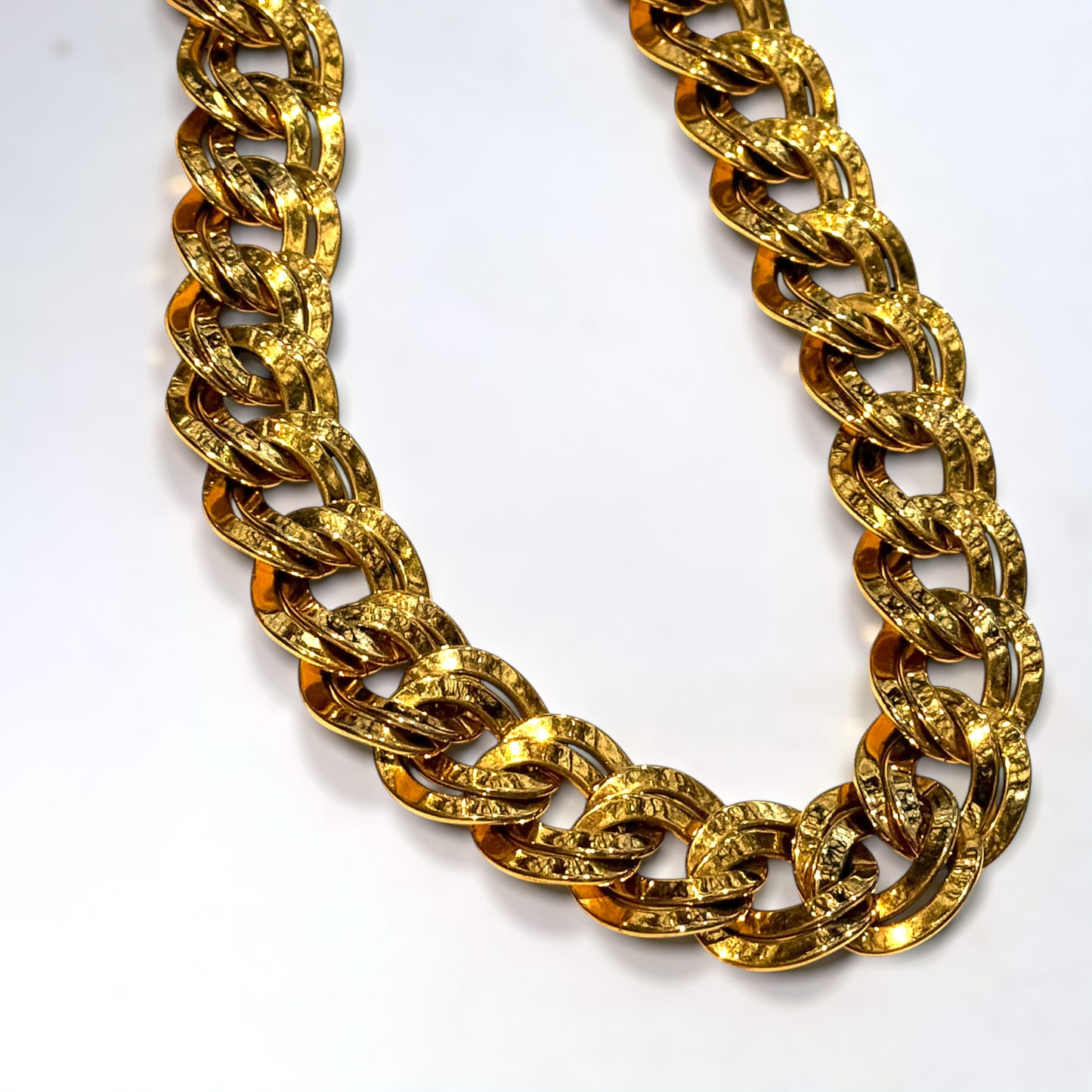 Stunning double curb knit necklace 80s