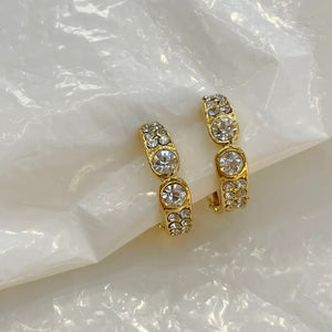 Fine white diamond hoop earrings