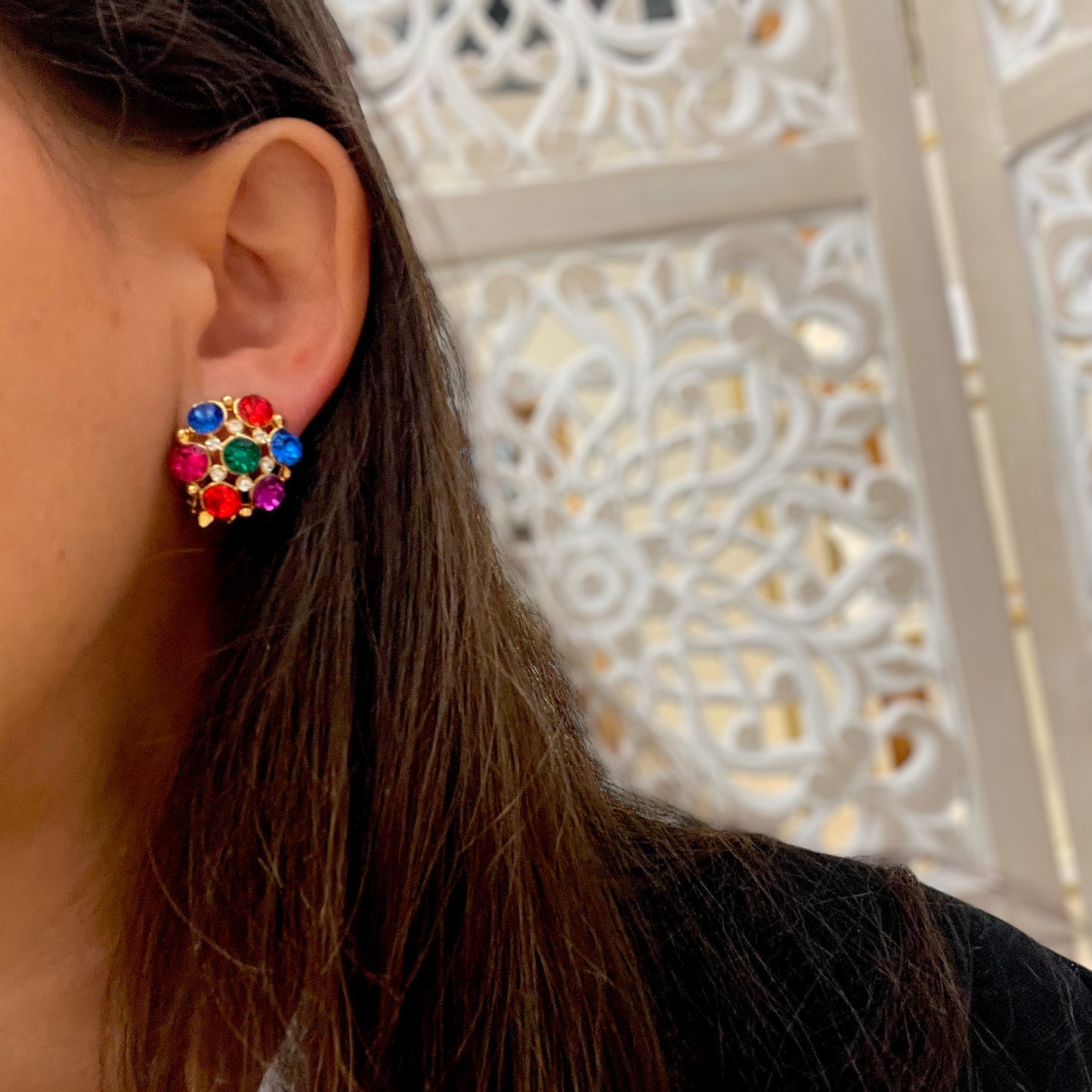 Boucles rondes diamants multicolores