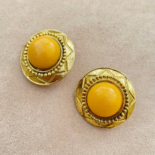 Load image into Gallery viewer, Cream pearl earrings with gold rims, balls and star details