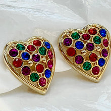 Load the image in the gallery, Beautiful quality multicolored diamond heart earrings