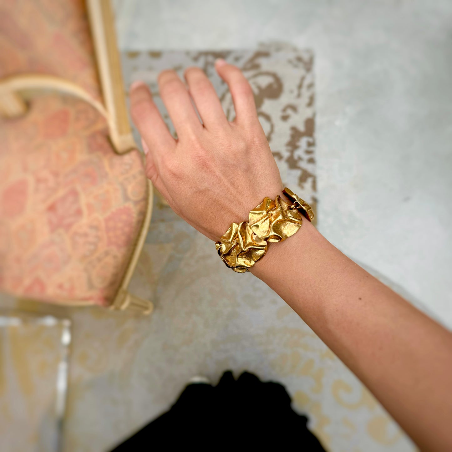 Beautiful wrinkled gold bracelet