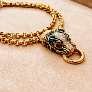 Splendor of panther head necklace