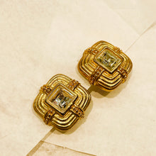 Load the image in the gallery, Sublime square diamond marquise earrings with golden rims