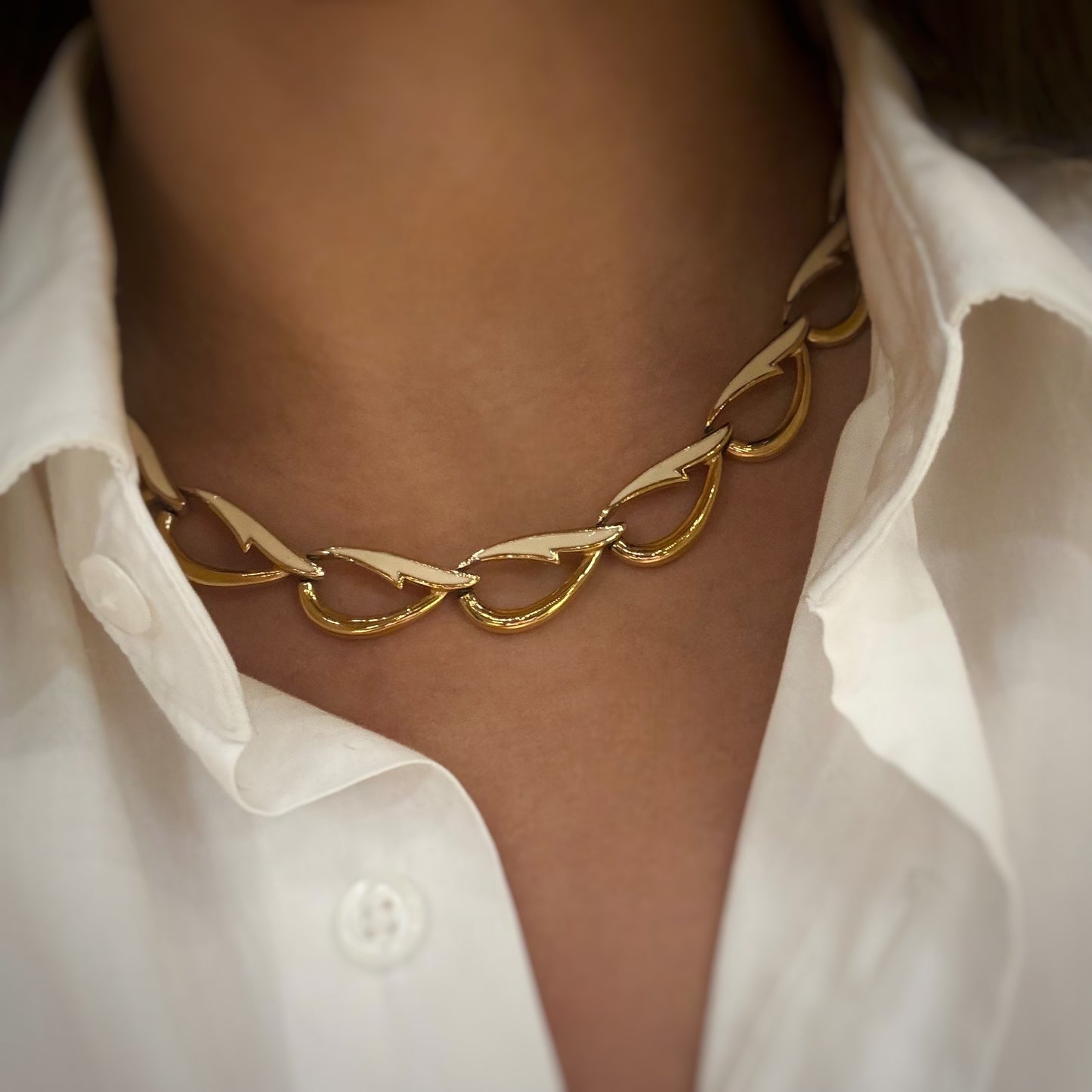 Beautiful  white and gold necklace