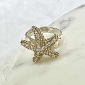 Silver starfish ring