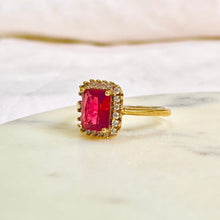 Load the image in the gallery, Marquise ring in vermeil and vermilion crystal