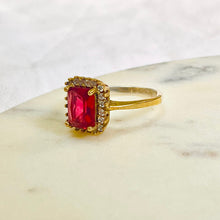 Load the image in the gallery, Marquise ring in vermeil and vermilion crystal