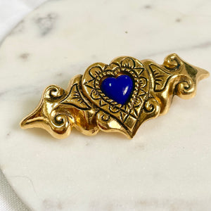 Blue heart brooch