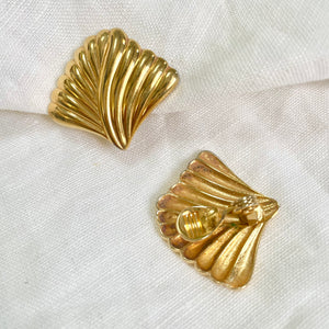 Gold fan earrings
