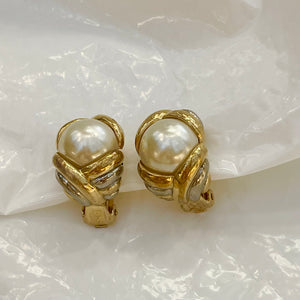 Gold and silver beaded hoop earrings