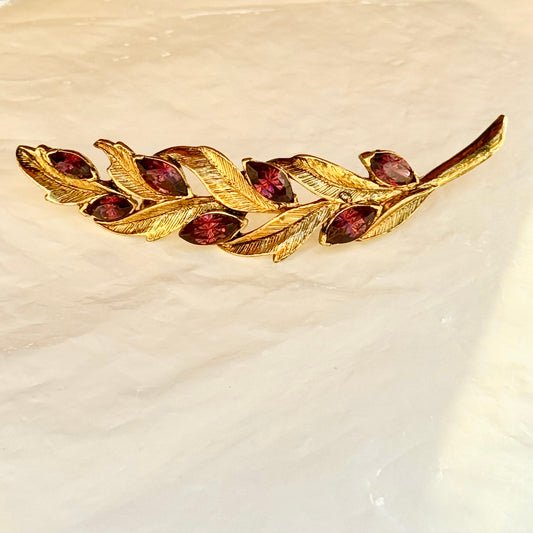 Amazing floral brooch purple diamond leaves