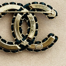 Load image into Gallery viewer, Chanel black laced leather brooch