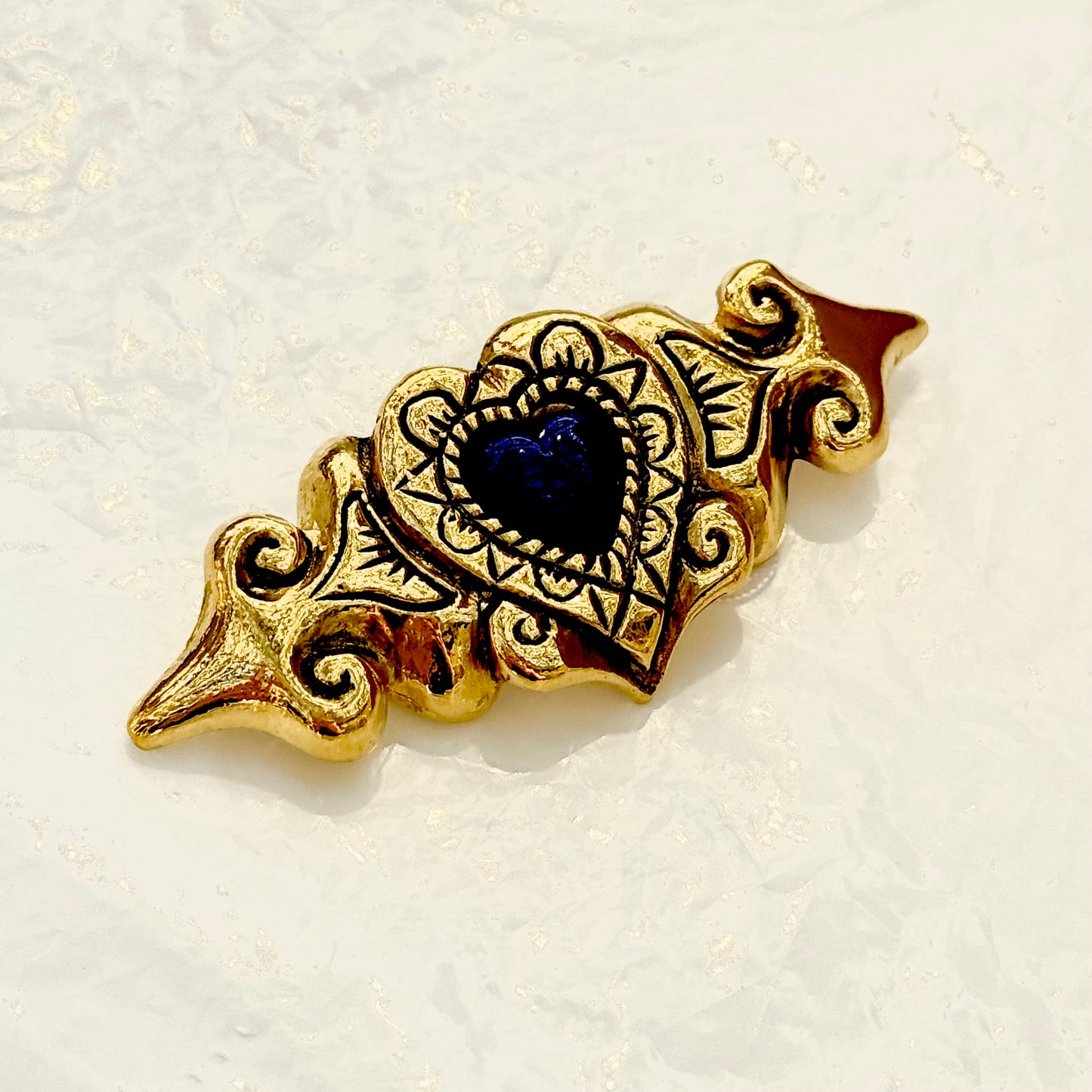 Blue heart brooch