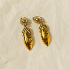 Load image into Gallery viewer, Pretty dangling earrings with an abstract gold and silver design