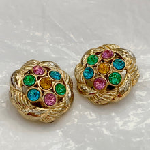 Load image in gallery, Round pastel diamond earrings