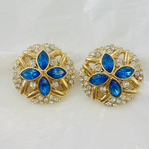 Incredible round sapphire flower earrings