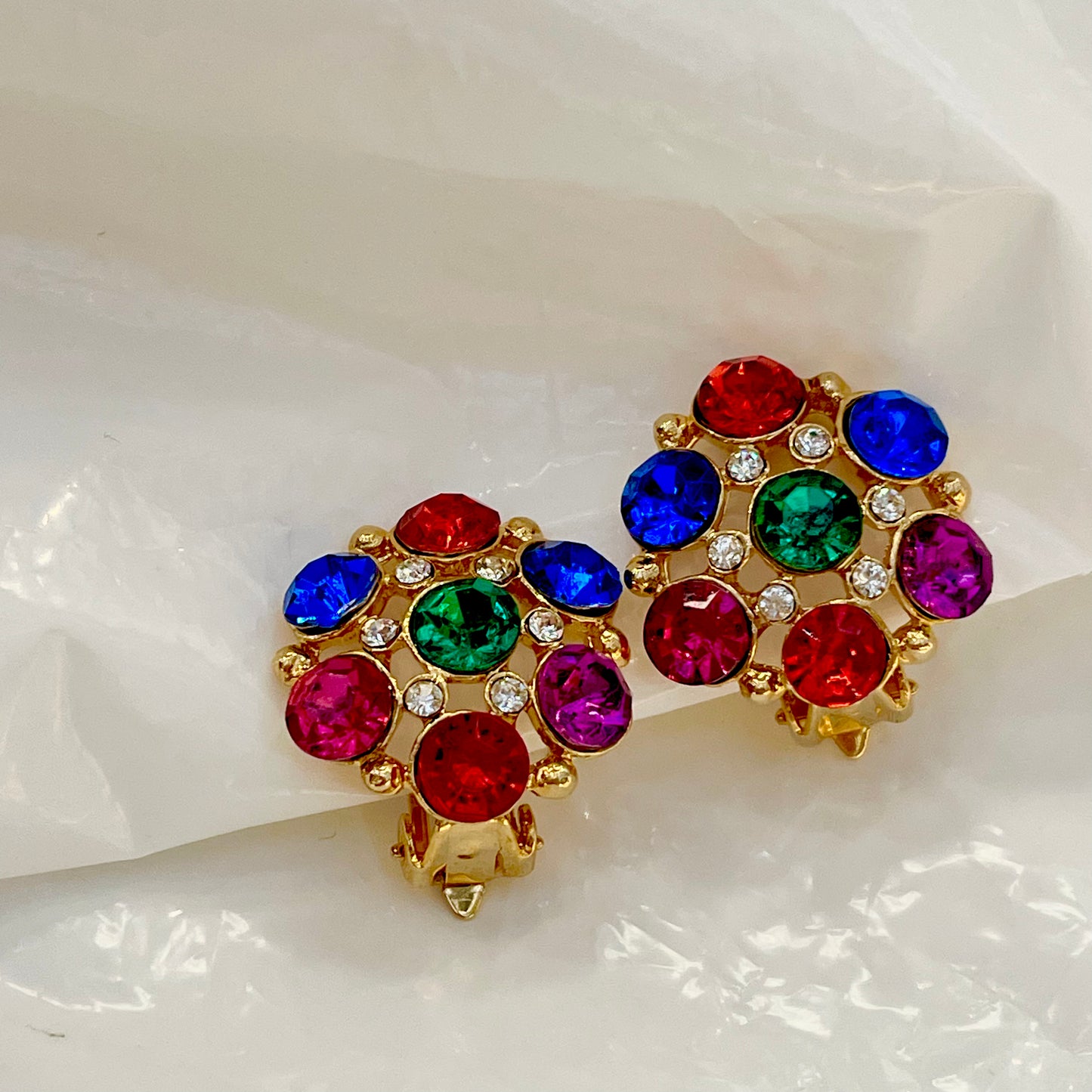 Boucles rondes diamants multicolores