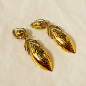 Pretty dangling earrings with an abstract gold and silver design