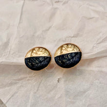 Load image into Gallery viewer, Small round gold and black cruella earrings