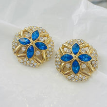 Load image in gallery, Incredible round sapphire flower earrings