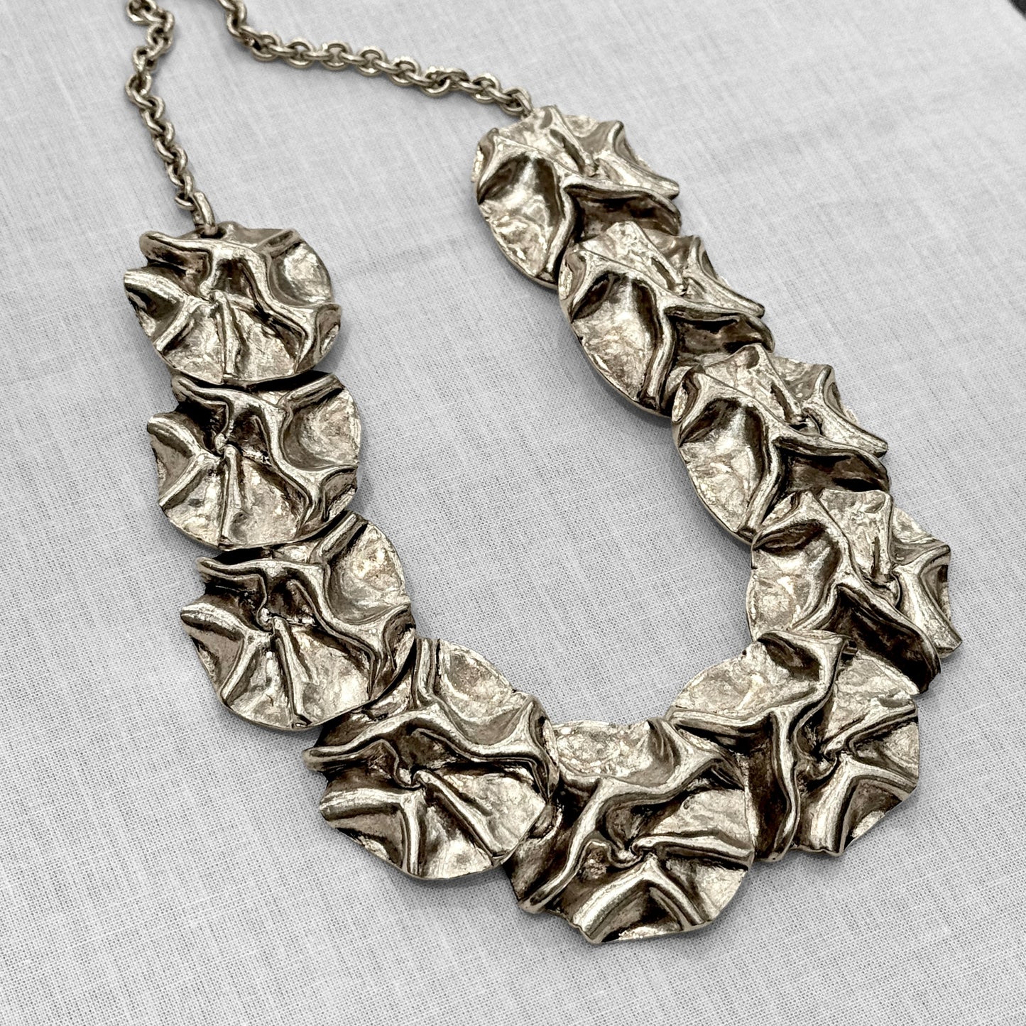 Beautiful wrinkled silver necklace