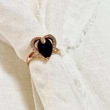Load image in gallery, Heart of the ocean sapphire drop diamond lines ring