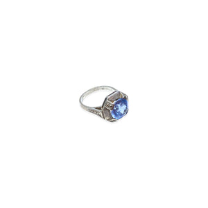 Silver ring and octagonal aquamarine