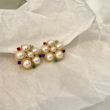 Charger l&#39;image dans la galerie, Grosses boucles rondes 5 perles diamants rouges verts bleus
